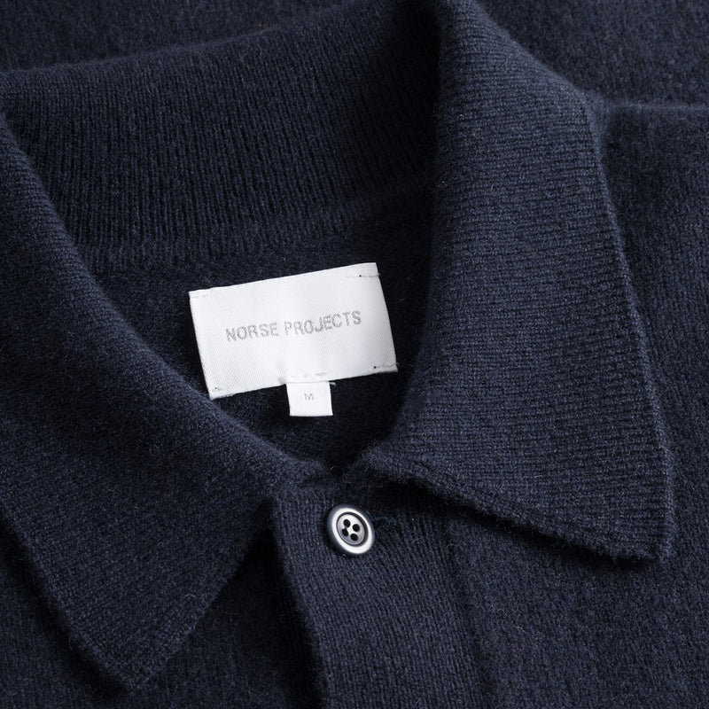 Norse Projects - Merino Lambswool Polo in Dark Navy - Nigel Clare