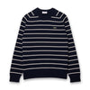 Lacoste - Striped Crew Neck Sweater in Navy/Cream