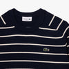 Lacoste - Striped Crew Neck Sweater in Navy/Cream