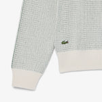 Lacoste - Heritage Jacquard Motif Cotton Sweater in White/Green