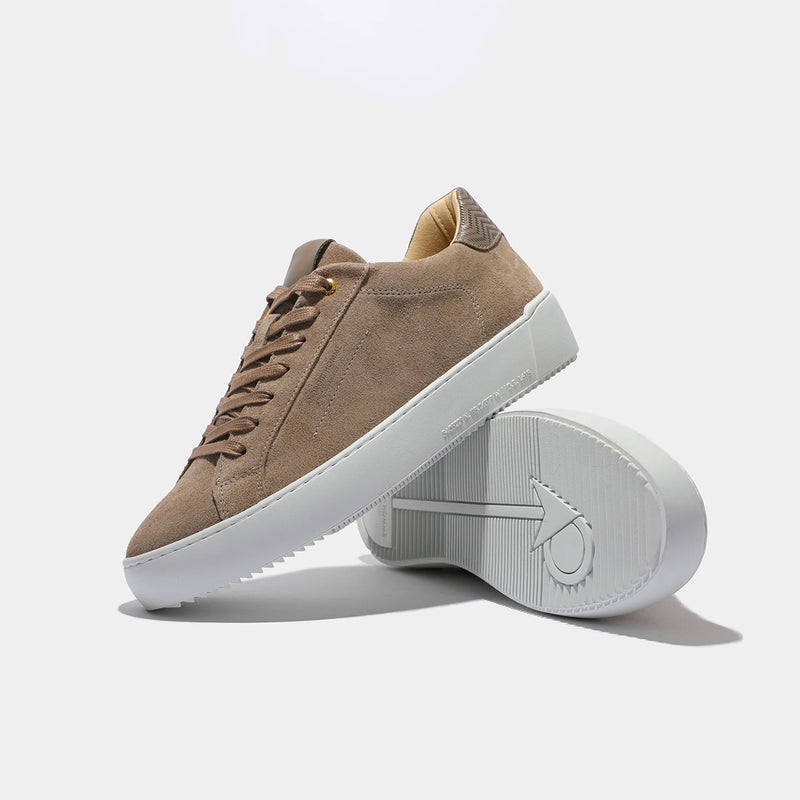 Android Homme - Zuma Suede Trainers in Taupe - Nigel Clare