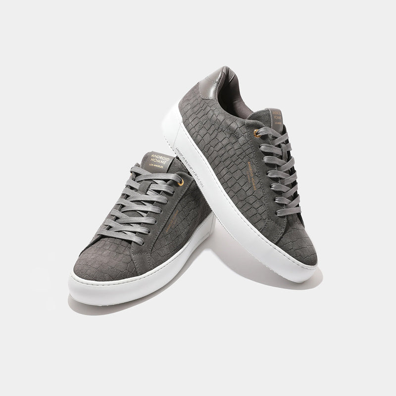 Android Homme - Zuma Caiman Croc Trainers in Charcoal