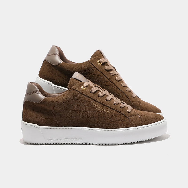 Android Homme - Zuma Caiman Croc Trainers in Brown