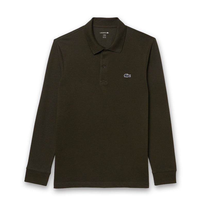 Lacoste - Regular Fit LS Polo in Dark Khaki Green