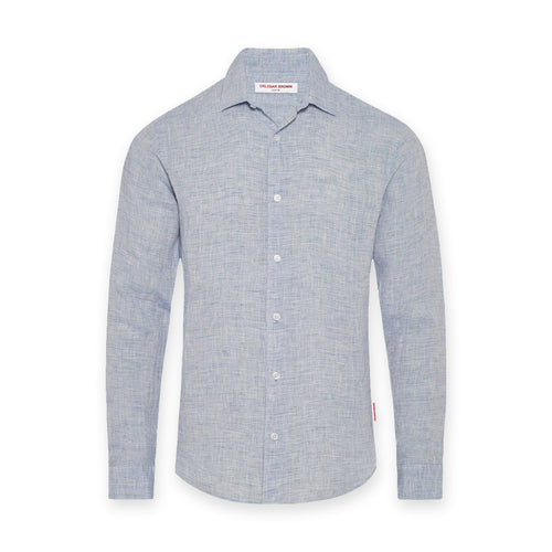 Orlebar Brown - Giles Linen TF Shirt in Navy/White - Nigel Clare