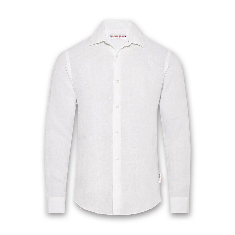 Orlebar Brown - Giles Linen LS Shirt in White - Nigel Clare