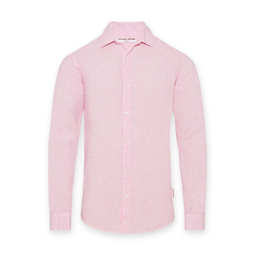 Orlebar Brown - Giles Linen TF Shirt in Pale Pink/White - Nigel Clare