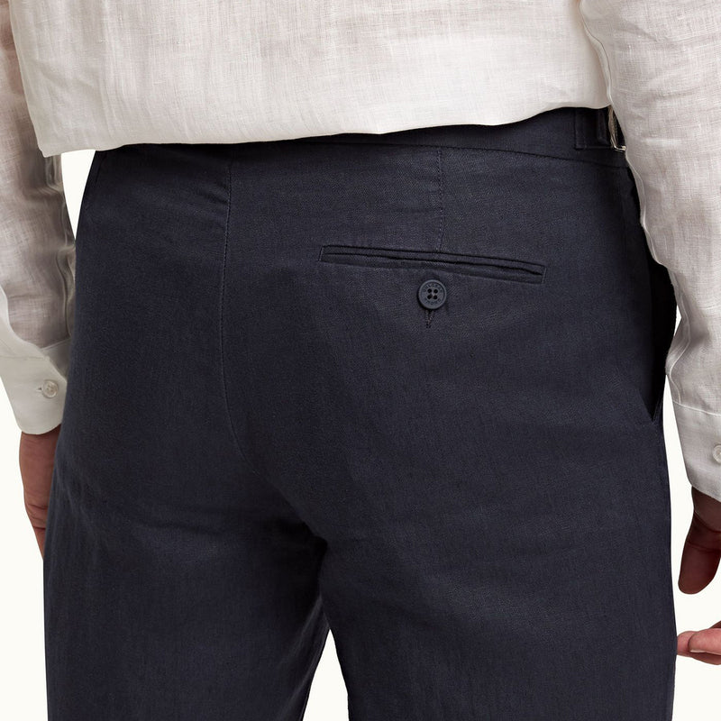 Orlebar Brown - Griffon Linen Trousers in Navy - Nigel Clare