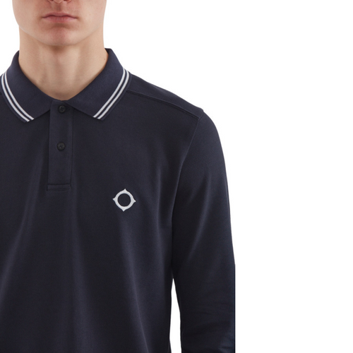 MA.STRUM - LS Double Tipped Polo in Ink Navy - Nigel Clare