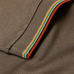 Paul Smith - 'Signature Stripe' Trim Zip Polo Shirt in Taupe - Nigel Clare