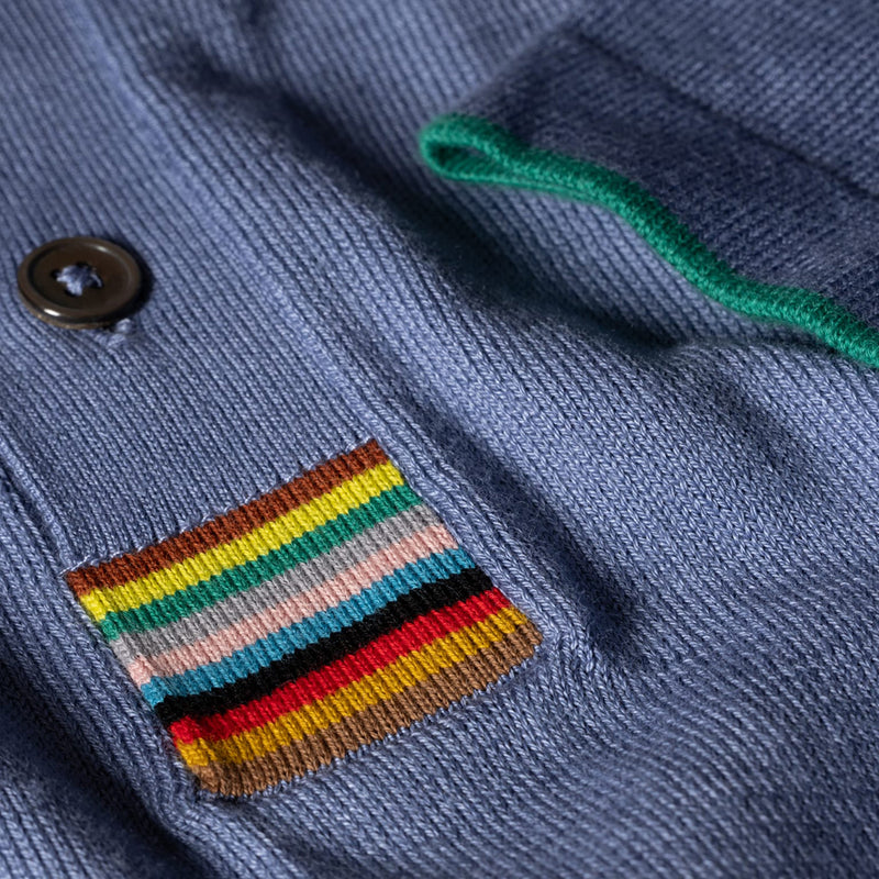 Paul Smith - 'Signature Stripe' Trim Polo Shirt in Mid Blue - Nigel Clare