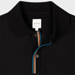 Paul Smith - 'Signature Stripe' Trim Polo Shirt in Black - Nigel Clare