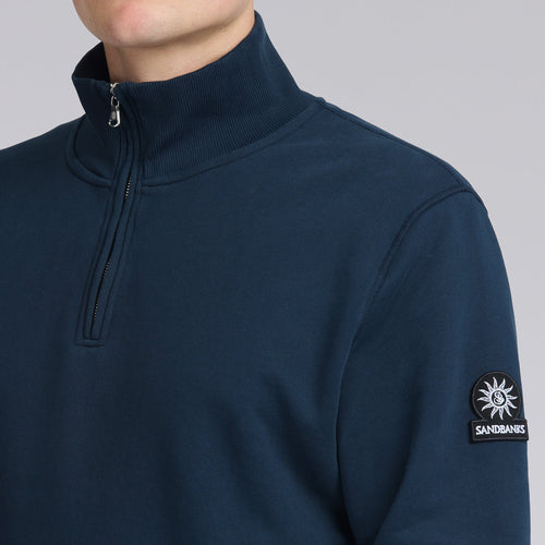 Sandbanks - Badge Logo Quarter Zip in Navy