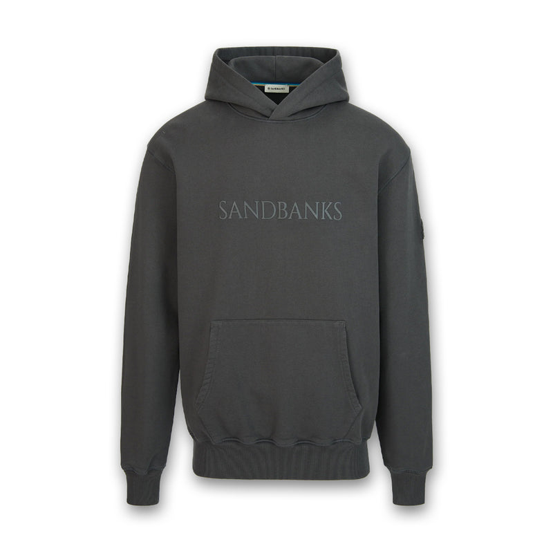 Sandbanks - Raised Rubber Logo Hoodie in Anthracite
