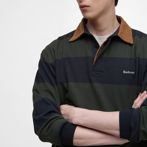 Barbour - Newclose Rugby Shirt in Olive/Black