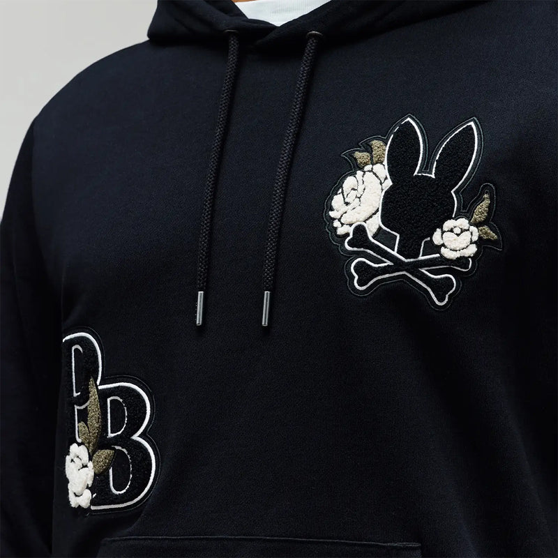 Psycho Bunny - Auguste Floral Patch Hoodie in Black - Nigel Clare