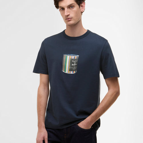 Paul Smith loves Barbour - Wax Tin Print T-Shirt in Navy