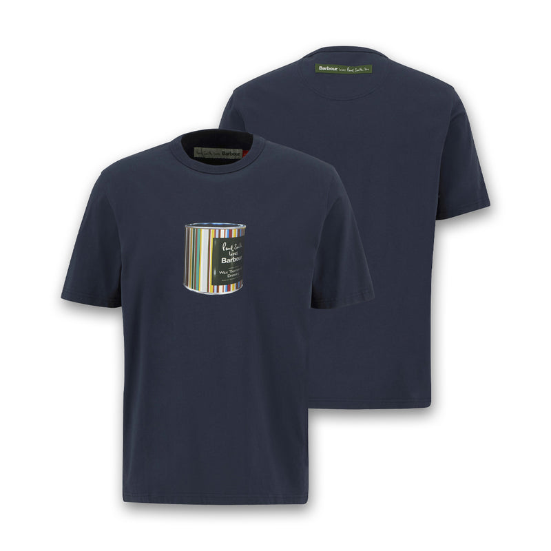 Paul Smith loves Barbour - Wax Tin Print T-Shirt in Navy
