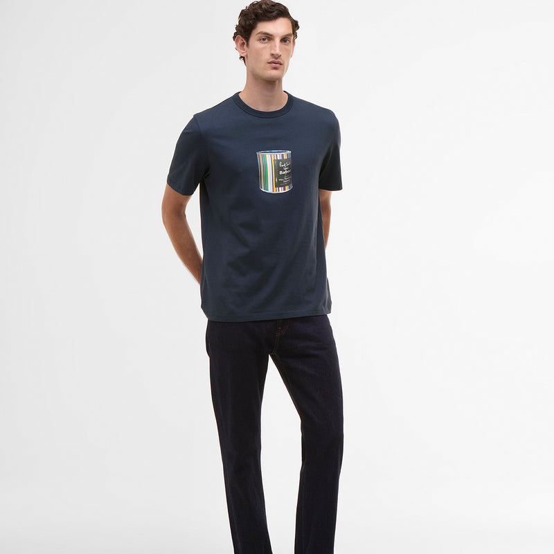 Paul Smith loves Barbour - Wax Tin Print T-Shirt in Navy