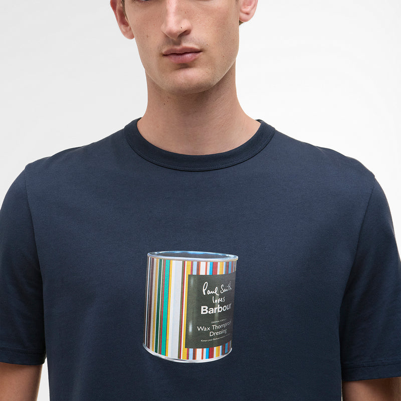 Paul Smith loves Barbour - Wax Tin Print T-Shirt in Navy
