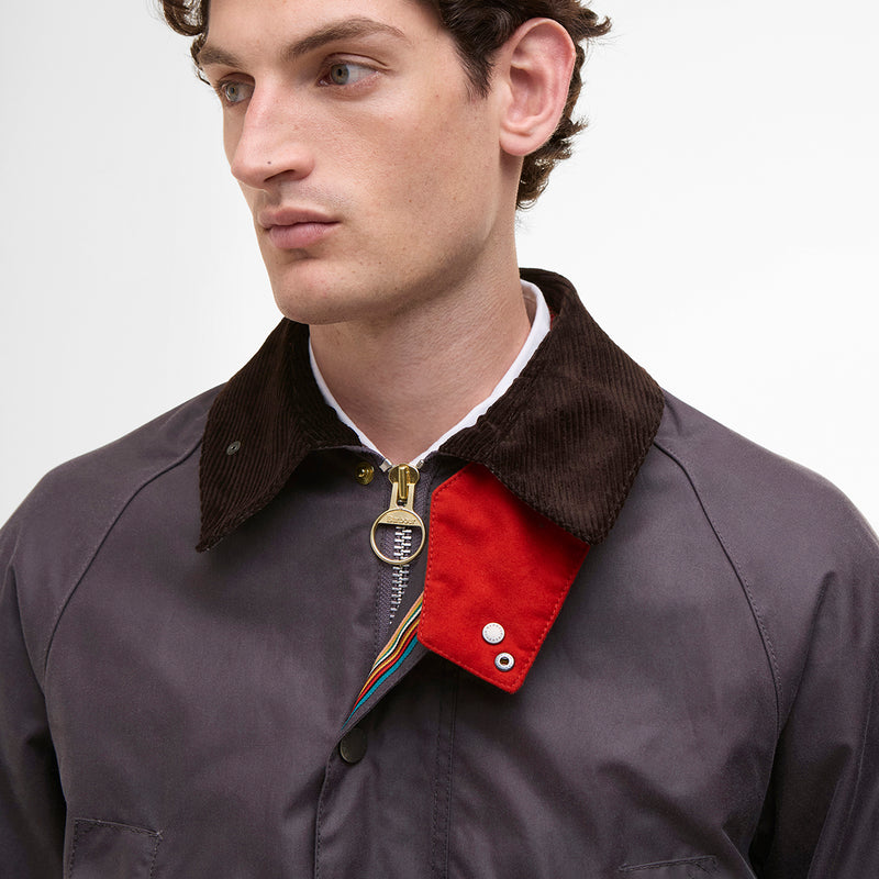 Paul Smith loves Barbour - Grey/Lilac Oversize Bedale Wax Jacket