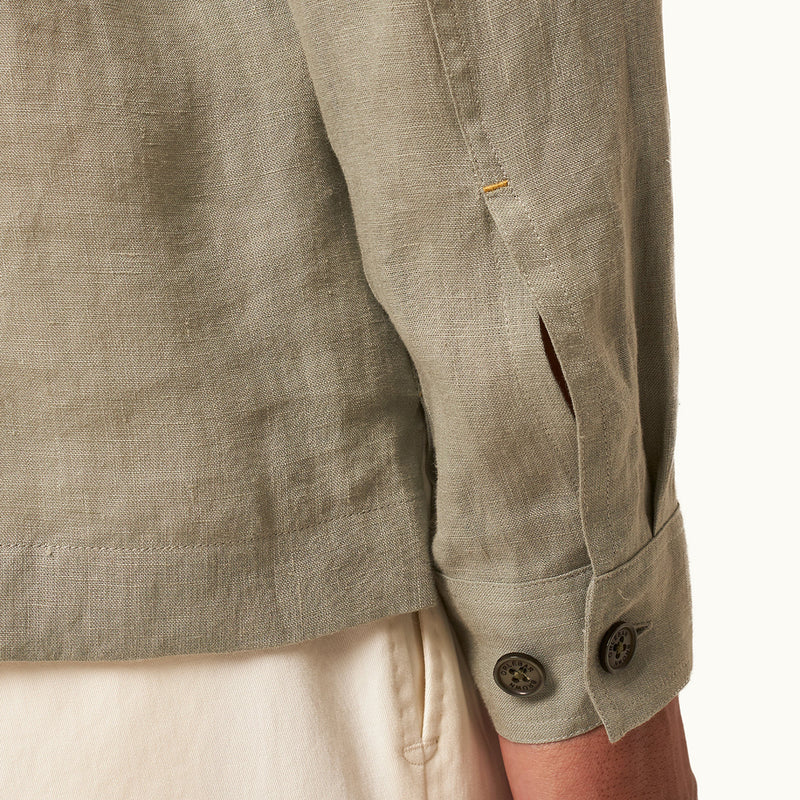 Orlebar Brown - Maitan 007 Golden Gun Linen Shirt in Penny Green