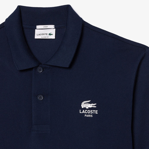 Lacoste - Classic Fit Signature Print Polo in Navy