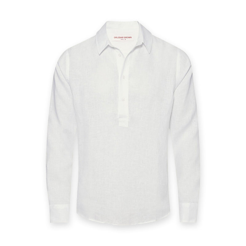Orlebar Brown - Percy Overhead Linen Shirt in White - Nigel Clare