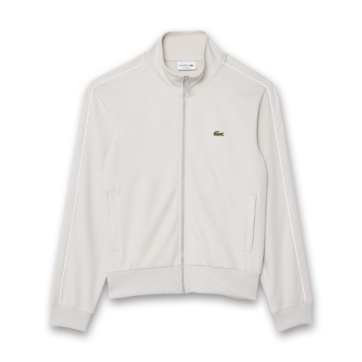 Lacoste Paris Piqué Zip Front Track Jacket in Pale Grey Nigel