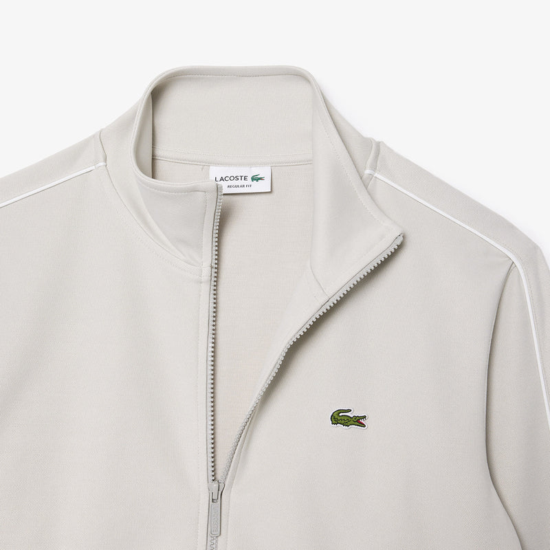 Lacoste - Paris Piqué Zip Front Track Jacket in Pale Grey