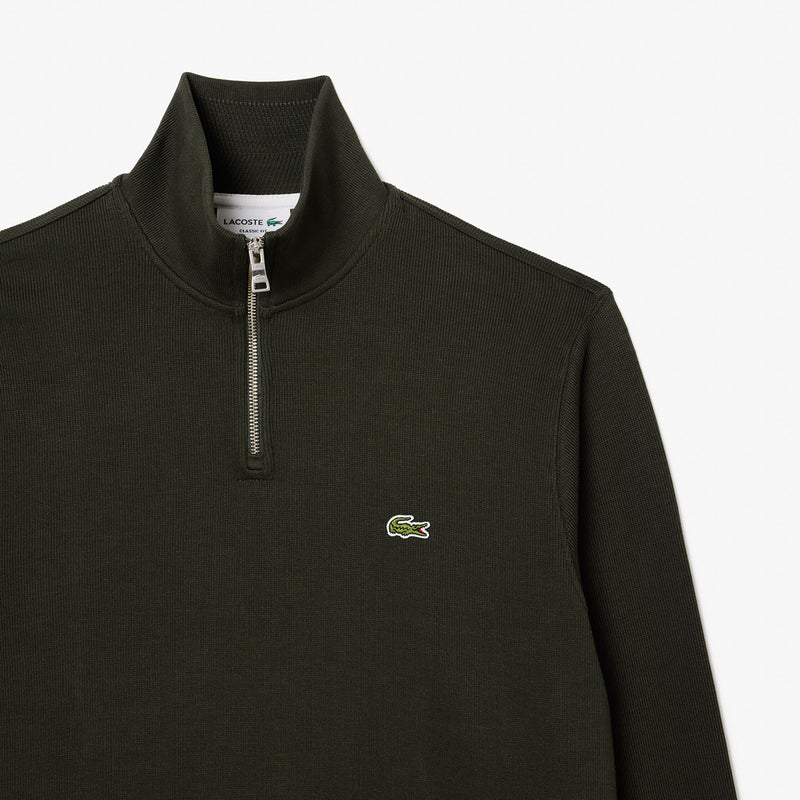 Lacoste - Zip-Up High Neck Sweatshirt in Dark Green