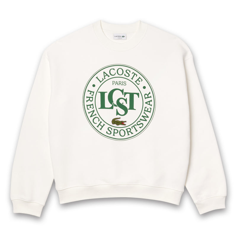 Lacoste - Loose Fitted Printed Sweatshirt in Off White