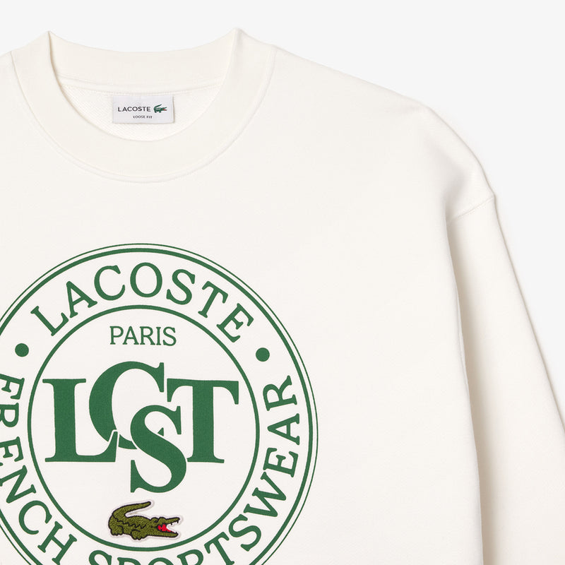 Lacoste - Loose Fitted Printed Sweatshirt in Off White