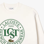 Lacoste - Loose Fit Printed Fleece Sweatshirt in White