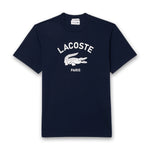 Lacoste - Signature Print Cotton T-Shirt in Navy