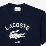 Lacoste - Signature Print Cotton T-Shirt in Navy