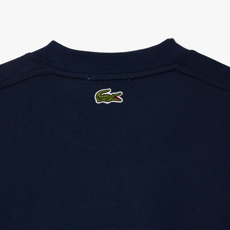 Lacoste - Signature Print Cotton T-Shirt in Navy