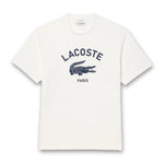 Lacoste - Signature Print Cotton T-Shirt in Off White