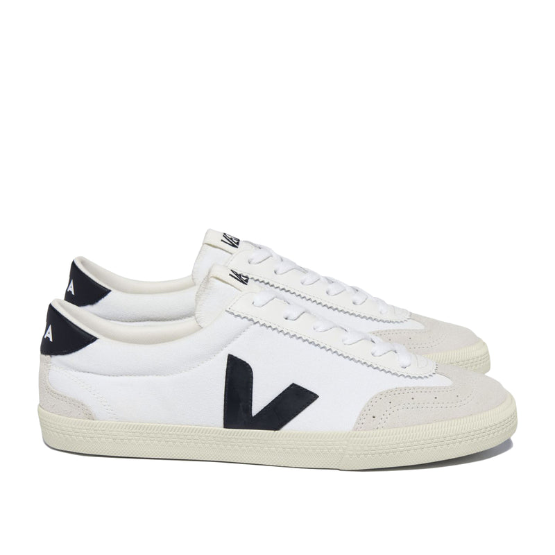 Veja - Volley Canvas Trainers in White/Black - Nigel Clare