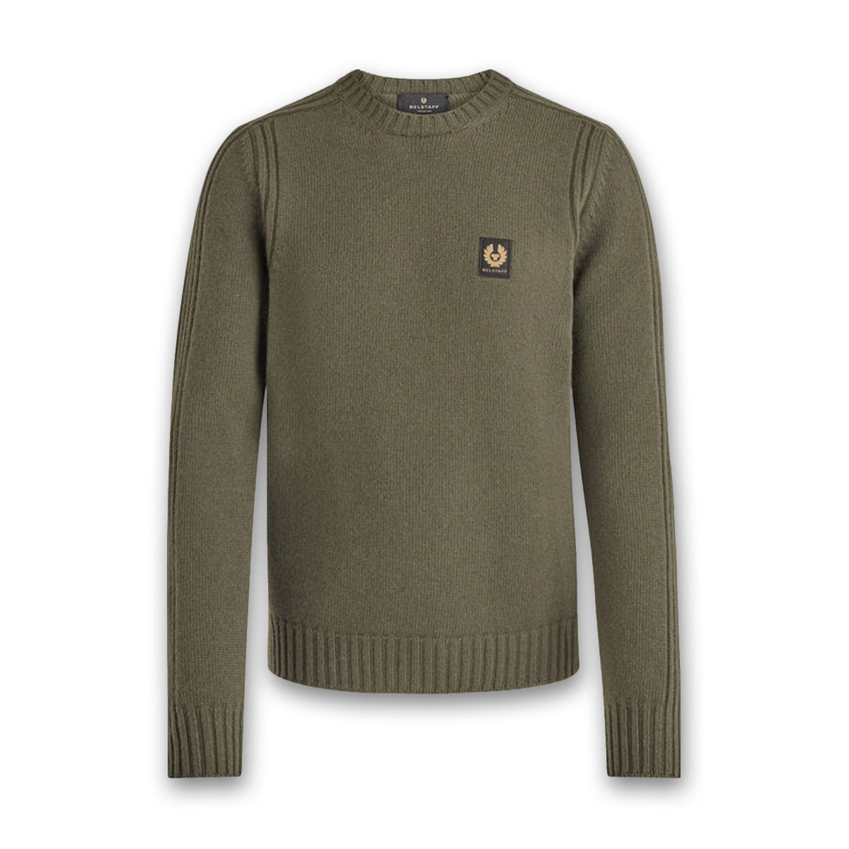Belstaff Watch Crew Neck Jumper in True Olive Nigel Clare