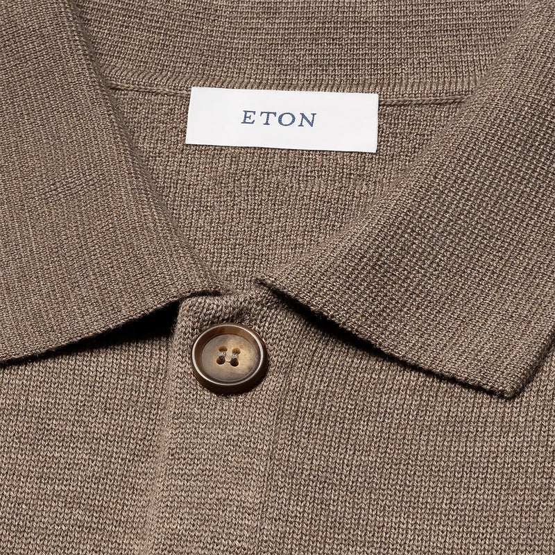 Eton - Milano Knitted Shirt Jacket in Mid Brown - Nigel Clare