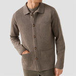 Eton - Milano Knitted Shirt Jacket in Mid Brown - Nigel Clare