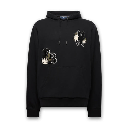 Psycho Bunny - Auguste Floral Patch Hoodie in Black - Nigel Clare