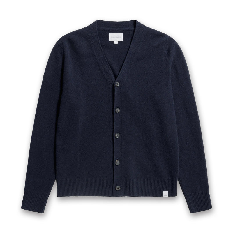 Norse Projects - Lambswool Cardigan in Dark Navy