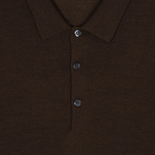 John Smedley - Cotswold Knit Polo in Truffle