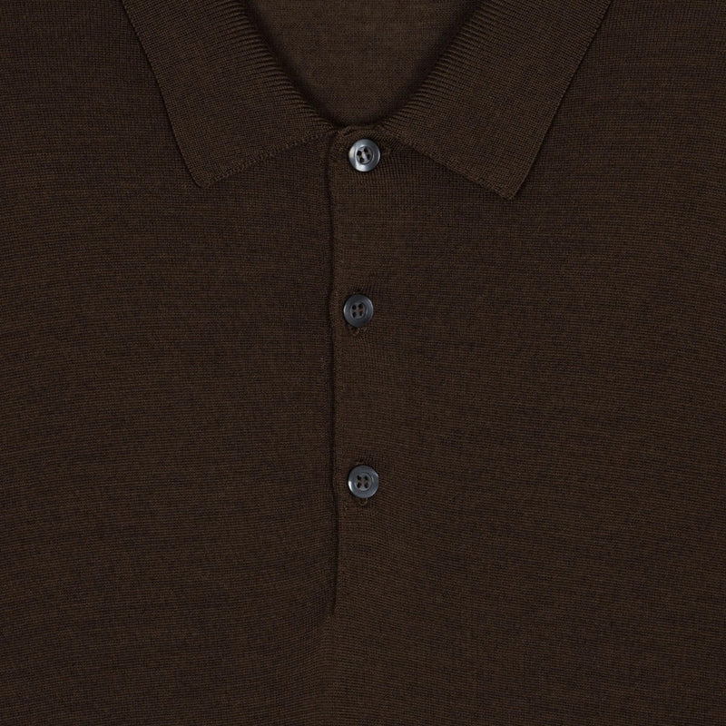 John Smedley - Cotswold Knit Polo in Truffle