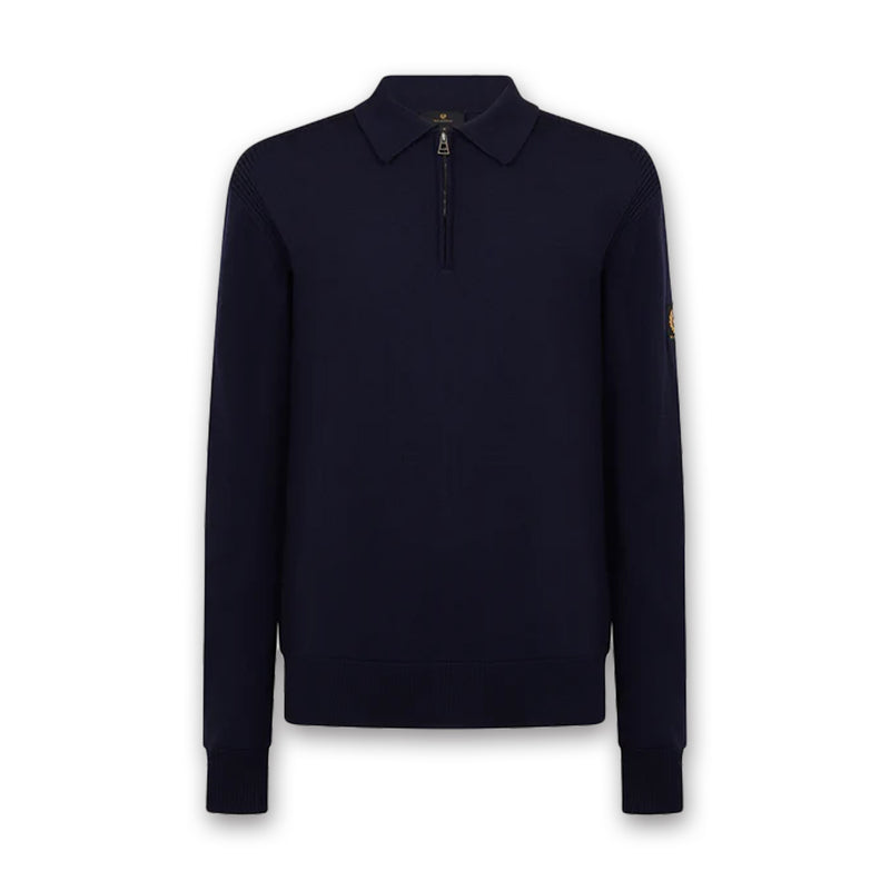 Belstaff - Kyle LS Merino Wool Polo in Dark Ink - Nigel Clare