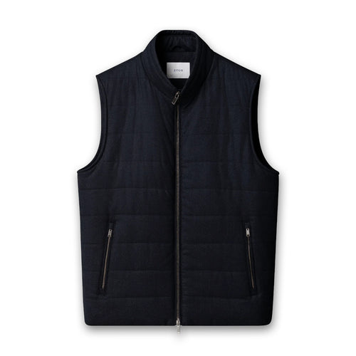 Eton - Flannel Wool Gilet in Navy Marl - Nigel Clare
