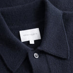 Norse Projects - Lambswool Knit Polo in Dark Navy