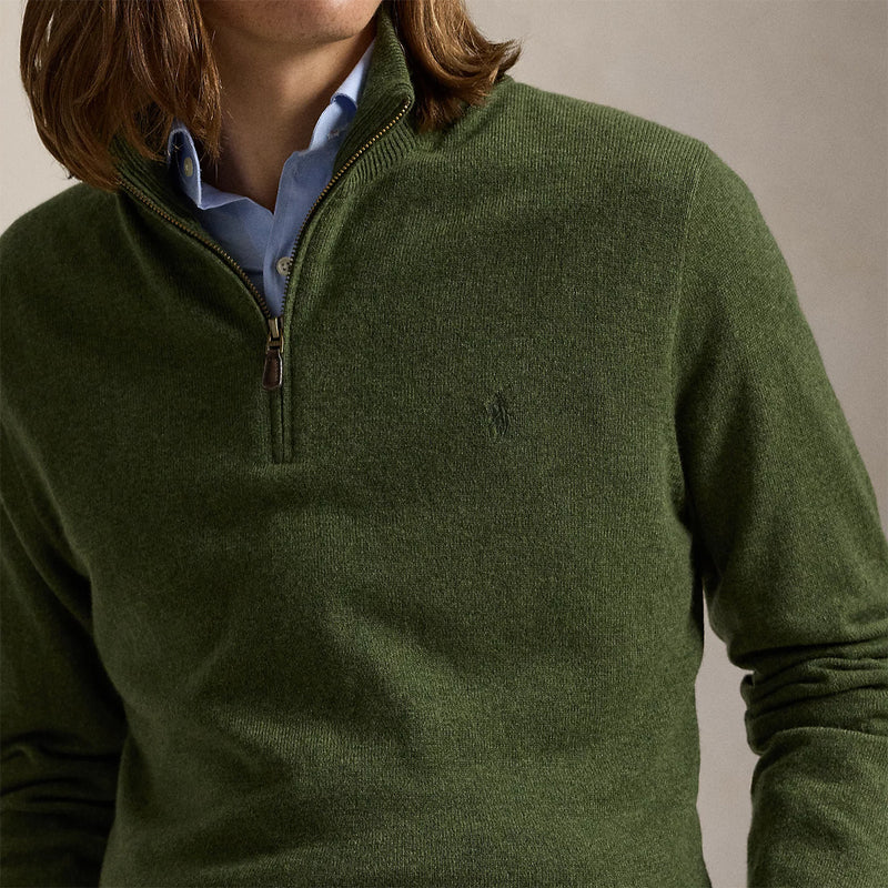 Ralph Lauren - Wool 1/4 Zip Jumper in Classic Olive Heather